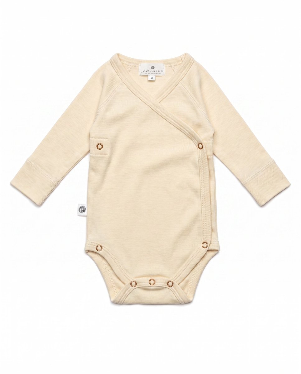Wool Wrap Romper, Long Sleeve - Merino Wool - Natural - Tiny Tugz™