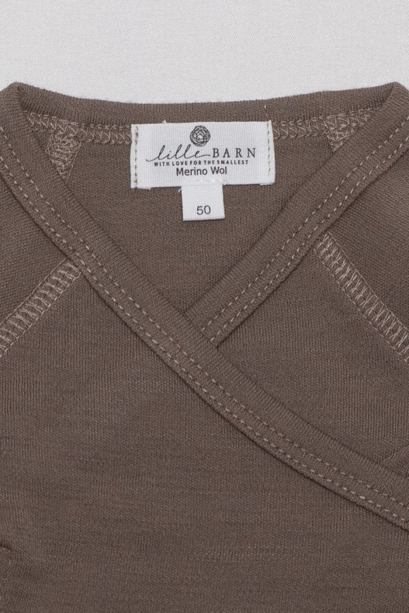 Wool Wrap Romper, Long Sleeve - Merino Wool - Walnut - Tiny Tugz™