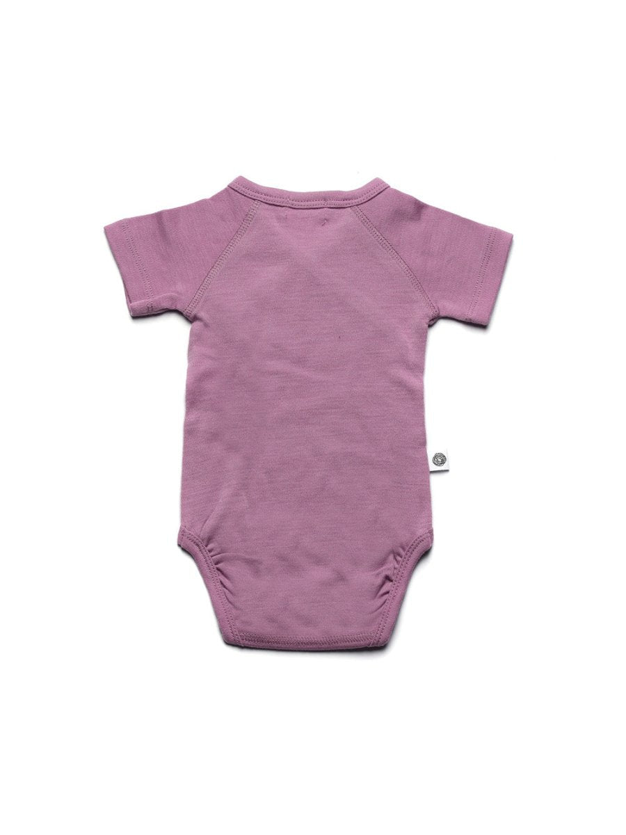 Wool Wrap Romper, Short Sleeve - Merino Wool - Lavender Mist - Tiny Tugz™