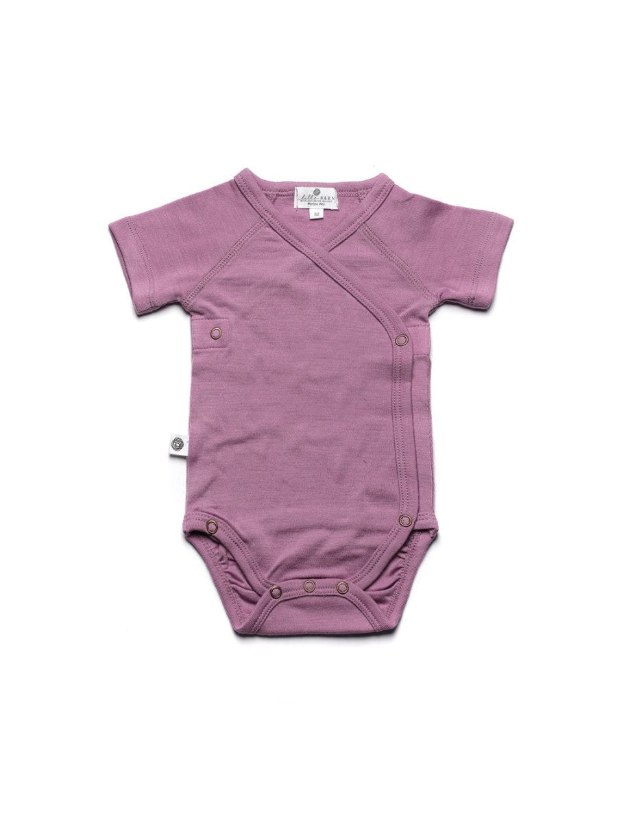 Wool Wrap Romper, Short Sleeve - Merino Wool - Lavender Mist - Tiny Tugz™