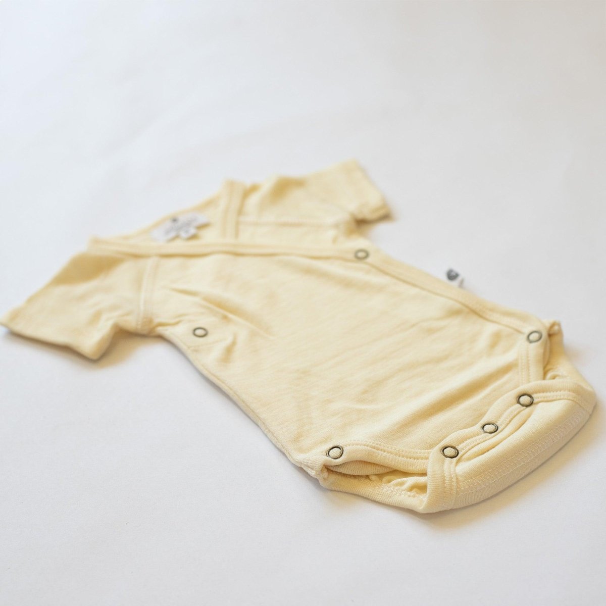 Wool Wrap Romper, Short Sleeve - Merino Wool - Natural - Tiny Tugz™