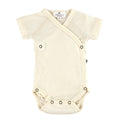 Wool Wrap Romper, Short Sleeve - Merino Wool - Natural - Tiny Tugz™