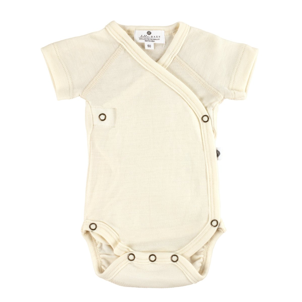 Wool Wrap Romper, Short Sleeve - Merino Wool - Natural - Tiny Tugz™